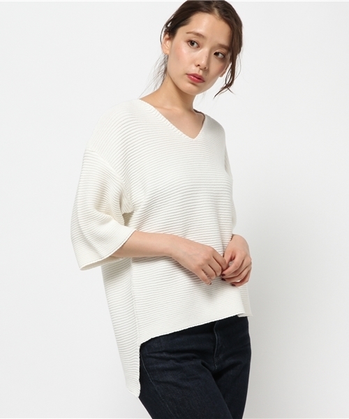 MOUSSY（マウジー）の「V/N LOOSE POK（ニット/セーター・レディース・キャメル/レッド/ライトブラック/オフホワイト・FREE）」の7枚目の写真