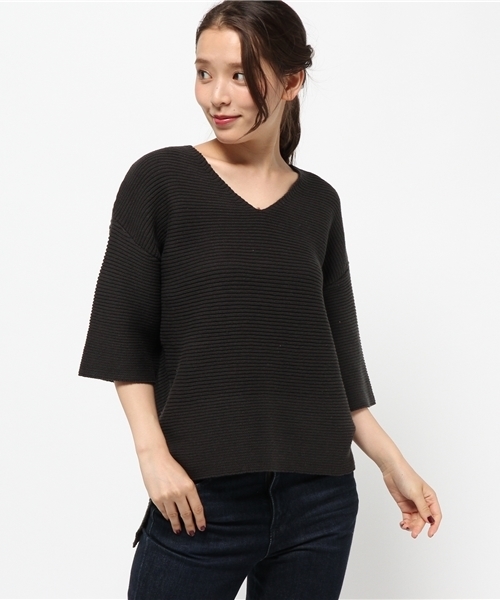 MOUSSY（マウジー）の「V/N LOOSE POK（ニット/セーター・レディース・キャメル/レッド/ライトブラック/オフホワイト・FREE）」の8枚目の写真