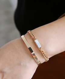 colleca la | ストーンブレスレット＆メタルバングルセット(バングル/リストバンド)