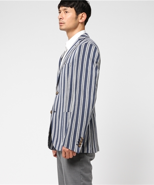 新品未使用⭐︎五大陸⭐︎ シャドーストライプ2Bテーラードジャケット ブラウン 2025年最新】gotairiku 柄：ストライプ テーラードジャケットの人気