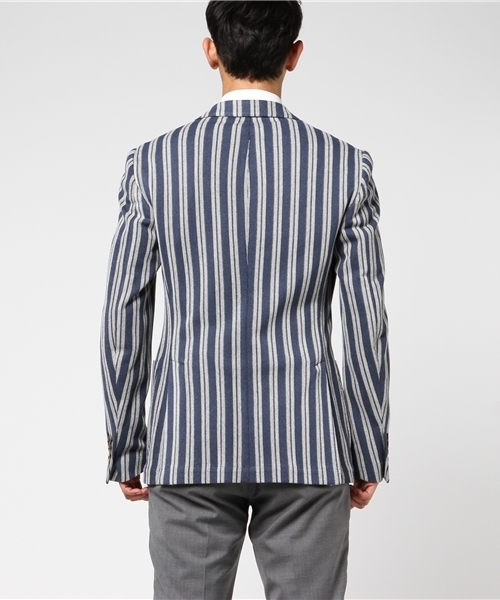 eleventy（イレブンティ）の「eleventy ストライプ柄2Bジャケット（テーラードジャケット・メンズ・ブルー系その他・48/46/44）」の3枚目の写真