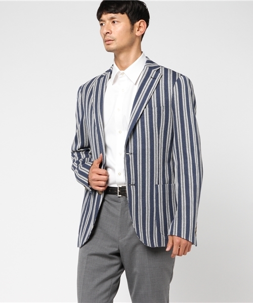 eleventy（イレブンティ）の「eleventy ストライプ柄2Bジャケット（テーラードジャケット・メンズ・ブルー系その他・48/46/44）」の4枚目の写真