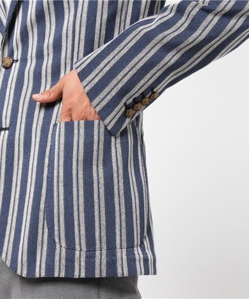 eleventy（イレブンティ）の「eleventy ストライプ柄2Bジャケット（テーラードジャケット・メンズ・ブルー系その他・48/46/44）」の6枚目の写真