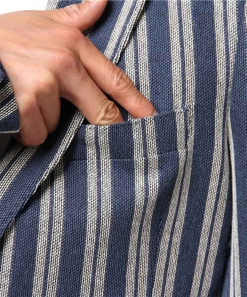 eleventy（イレブンティ）の「eleventy ストライプ柄2Bジャケット（テーラードジャケット・メンズ・ブルー系その他・48/46/44）」の7枚目の写真