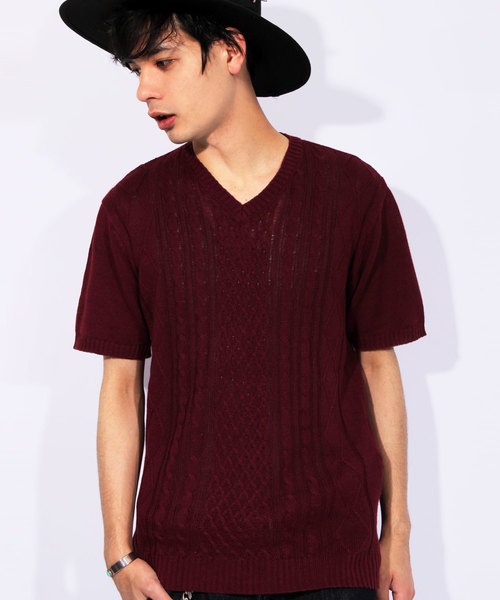 ８(eight)（エイト）の「フィッシャーマン 半袖 サマーニット Vネック（Tシャツ/カットソー・メンズ・ロイヤルブルー/サックスブルー/ワイン/グレー/ネイビー/ホワイト/ブラック・LARGE/MEDIUM/X-LARGE）」の7枚目の写真