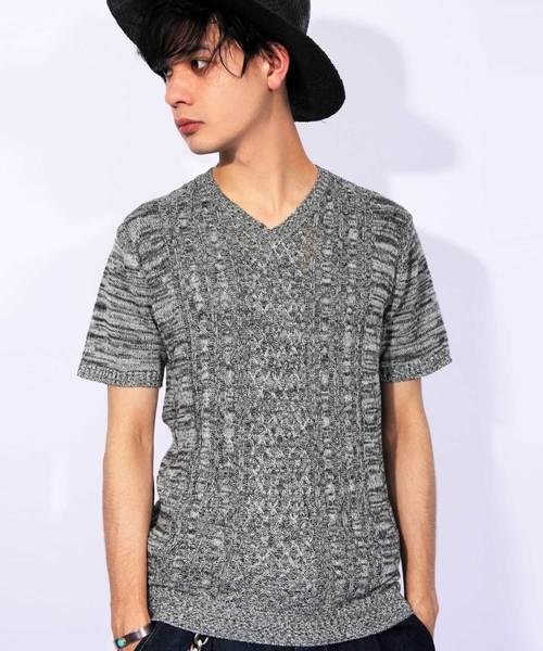 ８(eight)（エイト）の「フィッシャーマン 半袖 サマーニット Vネック（Tシャツ/カットソー・メンズ・ロイヤルブルー/サックスブルー/ワイン/グレー/ネイビー/ホワイト/ブラック・LARGE/MEDIUM/X-LARGE）」の2枚目の写真