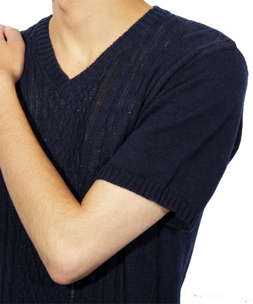 ８(eight)（エイト）の「フィッシャーマン 半袖 サマーニット Vネック（Tシャツ/カットソー・メンズ・ロイヤルブルー/サックスブルー/ワイン/グレー/ネイビー/ホワイト/ブラック・LARGE/MEDIUM/X-LARGE）」の15枚目の写真