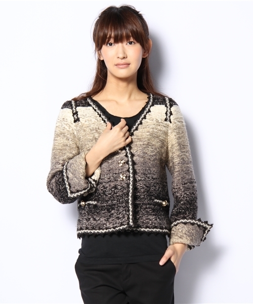 EFFE BEAMS（エッフェビームス）の「EDWARD ACHOUR PARIS / グラデ Vネック ジャケット（ノーカラージャケット・レディース・ベージュ・38/40）」の10枚目の写真