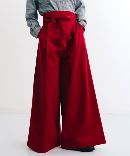 MERLOT(メルロー)の「サッシュベルト付きワイドパンツ643-7527(その他パンツ・レディース・レッド/ベージュ/カーキ/ブラック・FREE)」の1枚目の写真