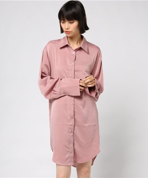 PUNYUS(プニュズ)の「テロテロシャツワンピース(シャツワンピース・レディース・ホワイト/ブラック/ピンク・1/2/3/4)」の13枚目の写真