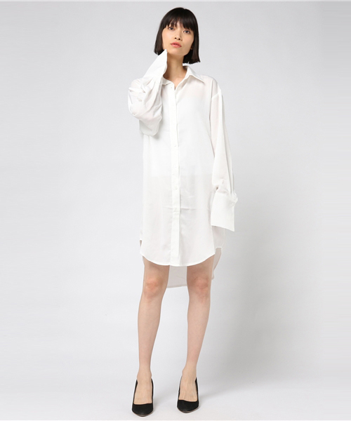 PUNYUS(プニュズ)の「テロテロシャツワンピース(シャツワンピース・レディース・ホワイト/ブラック/ピンク・1/2/3/4)」の5枚目の写真