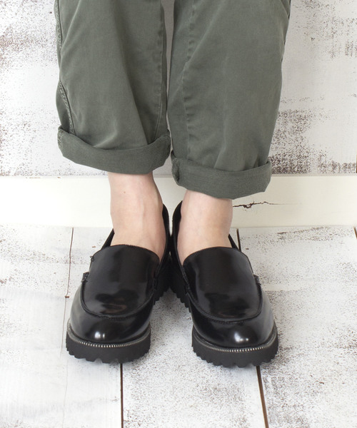 Jeffrey Campbell(ジェフリーキャンベル)の「ウェッジソールローファー(ローファー・レディース・ワインレッド/ブラック・38/37/36/39/35)」の5枚目の写真