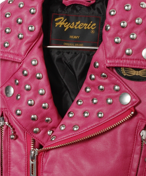 HYSTERIC MINI（ヒステリックミニ）の「DOBBA!DOBBA! HYSTERIC ライダースジャケット(フェイクレザー)（ライダースジャケット・キッズ・ブラック/ピンク・100/110/120）」の4枚目の写真