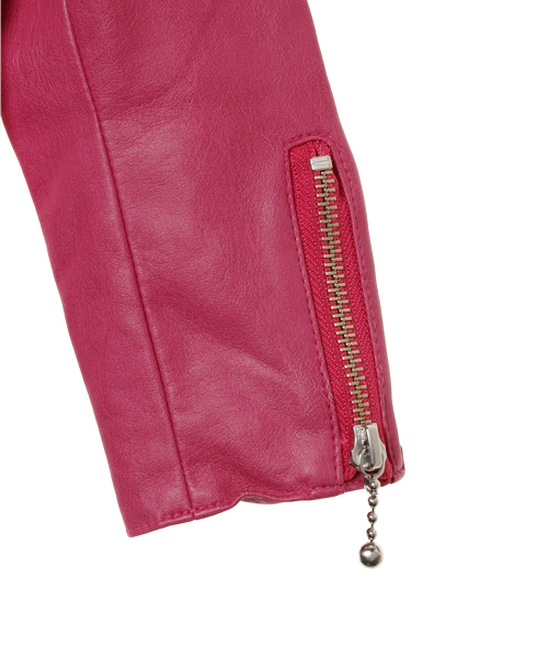 HYSTERIC MINI（ヒステリックミニ）の「DOBBA!DOBBA! HYSTERIC ライダースジャケット(フェイクレザー)（ライダースジャケット・キッズ・ブラック/ピンク・100/110/120）」の10枚目の写真