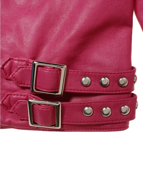 HYSTERIC MINI（ヒステリックミニ）の「DOBBA!DOBBA! HYSTERIC ライダースジャケット(フェイクレザー)（ライダースジャケット・キッズ・ブラック/ピンク・100/110/120）」の13枚目の写真