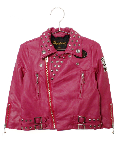 HYSTERIC MINI（ヒステリックミニ）の「DOBBA!DOBBA! HYSTERIC ライダースジャケット(フェイクレザー)（ライダースジャケット・キッズ・ブラック/ピンク・100/110/120）」の6枚目の写真