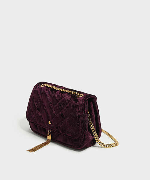 CHARLES & KEITH（チャールズ & キース）の「ドレッシーショルダーバッグ / DRESSY SHOULDER BAG（ショルダーバッグ・レディース・バーガンディー/ブラック・S）」の9枚目の写真