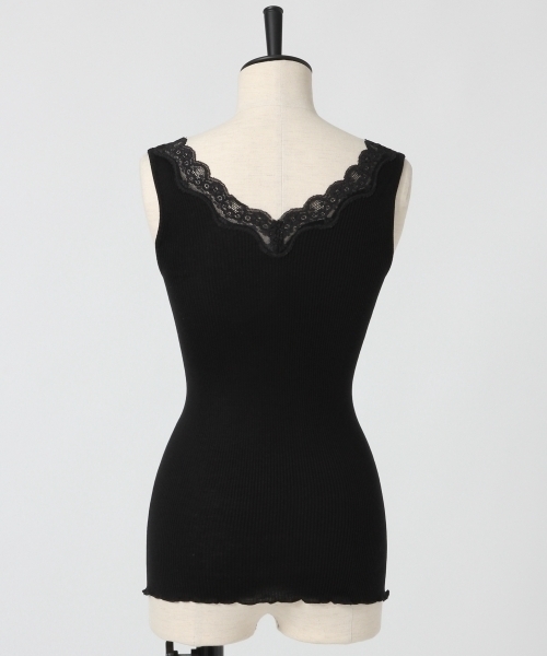 A part by（アパートバイ）の「シルクコットンレースタンク 778181 （タンクトップ・レディース・ブラック/ブラウン/オフホワイト・FREE）」の6枚目の写真