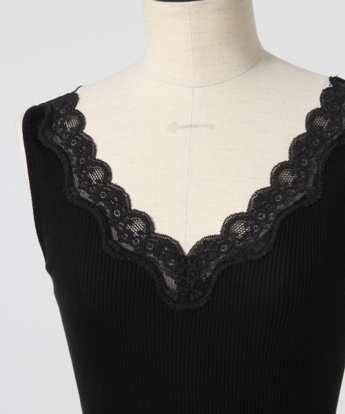 A part by（アパートバイ）の「シルクコットンレースタンク 778181 （タンクトップ・レディース・ブラック/ブラウン/オフホワイト・FREE）」の7枚目の写真