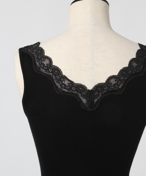 A part by（アパートバイ）の「シルクコットンレースタンク 778181 （タンクトップ・レディース・ブラック/ブラウン/オフホワイト・FREE）」の9枚目の写真