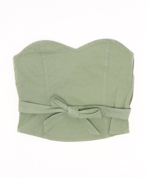 Bou Jeloud(ブージュルード)の「トレンチコルセットビスチェ/ウエストマークサイドジップベアトップ/トップス(キャミソール・レディース・キャメル/カーキ/ネイビー・38)」の2枚目の写真