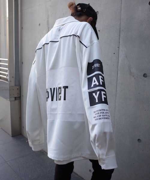 AFYF(エーエフワイエフ)の「AFYF OVERSIZE OPEN COLLAR SHIRT F/オーバーサイズオープンカラーシャツ(シャツ/ブラウス・レディース・ブラック系その他/ホワイト系その他2/ブラック/ブラック系その他2/ホワイト系その他3/ブラック系その他3/ホワイト系その他4/ホワイト系その他5/ブラック系その他5/ブラック系その他4・FREE)」の2枚目の写真