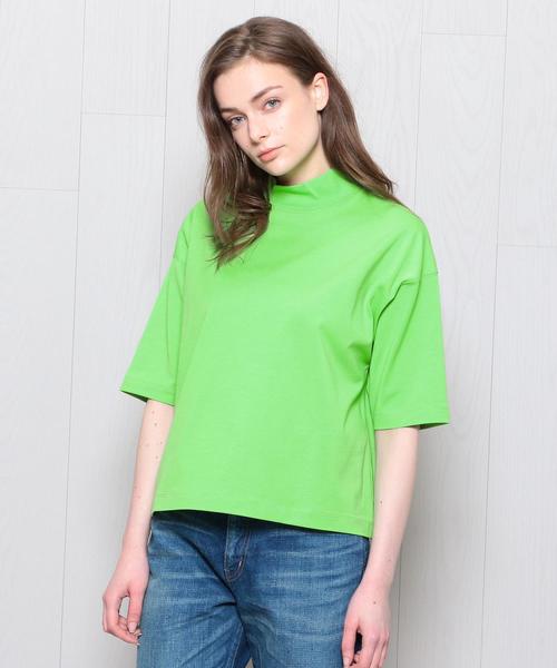 H　BEAUTY&YOUTH UNITED ARROWS（エイチビューティーアンドユースユナイテッドアローズ）の「＜H＞COTTON WIDE HIGH NECK T-SHIRT/Tシャツ（Tシャツ/カットソー・レディース・ホワイト/ライム/ブラック/オリーブ・FREE）」の4枚目の写真