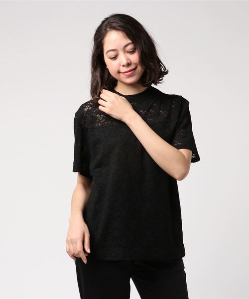 PUNYUS（プニュズ）の「半袖レーストップス（Tシャツ/カットソー・レディース・ブラック/ホワイト・1/2/3/4）」の2枚目の写真