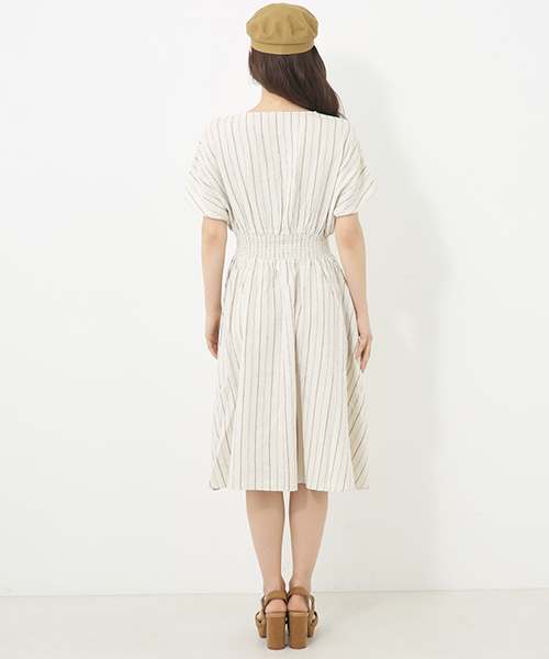 AZUL by moussy（アズールバイマウジー）の「麻レーヨンカシュクールワンピース（ワンピース・レディース・ブラック/ベージュ系その他/ライトブルー・MEDIUM/SMALL）」の19枚目の写真