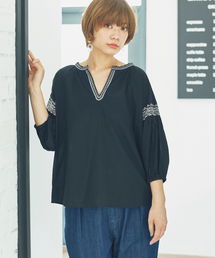 earth music&ecology | ・クロスステッチ刺繍ブラウス ●(シャツ/ブラウス)