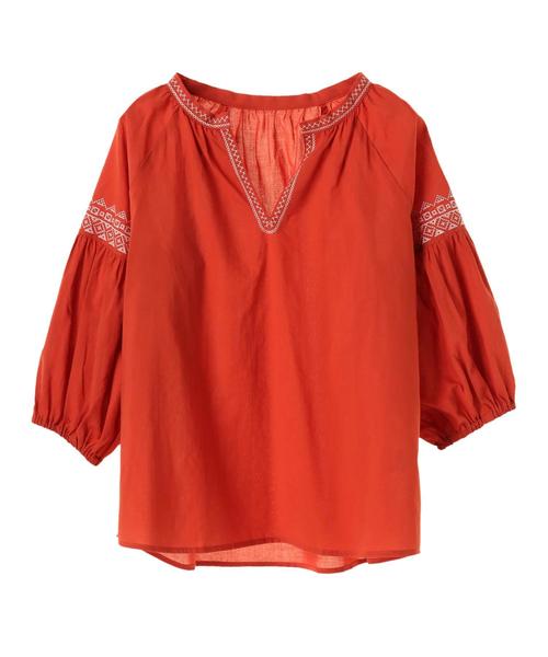 earth music&ecology(アースミュージックアンドエコロジー)の「・クロスステッチ刺繍ブラウス ●(シャツ/ブラウス・レディース・アイボリー/ブラック/ライトブラウン/テラコッタ・FREE)」の9枚目の写真