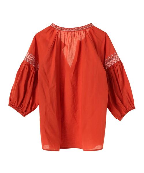 earth music&ecology(アースミュージックアンドエコロジー)の「・クロスステッチ刺繍ブラウス ●(シャツ/ブラウス・レディース・アイボリー/ブラック/ライトブラウン/テラコッタ・FREE)」の14枚目の写真