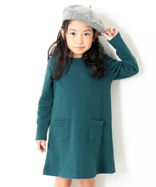 devirock(デビロック)の「スウェット長袖Aラインワンピース(ワンピース・キッズ・スモークピンク/カーキ/ネイビー/ブラック/モカ/杢グレー/グリーン系その他/レッド系その他/パープル系その他・160cm/90cm/130cm/150cm/140cm/110cm/100cm/120cm)」の6枚目の写真