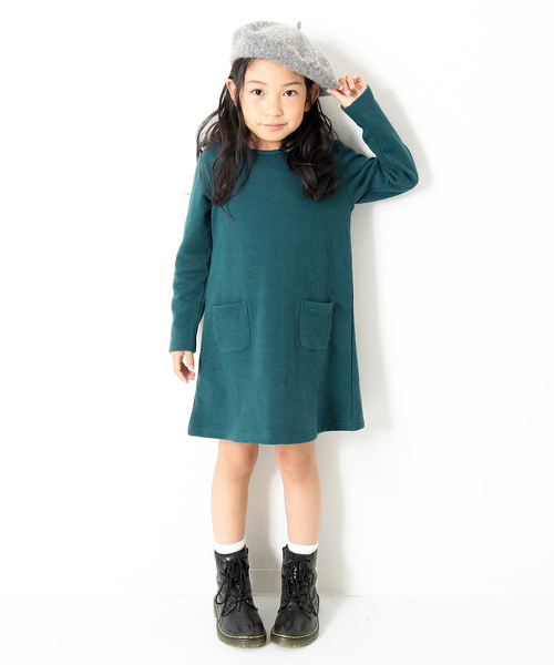 devirock(デビロック)の「スウェット長袖Aラインワンピース(ワンピース・キッズ・スモークピンク/カーキ/ネイビー/ブラック/モカ/杢グレー/グリーン系その他/レッド系その他/パープル系その他・160cm/90cm/130cm/150cm/140cm/110cm/100cm/120cm)」の14枚目の写真