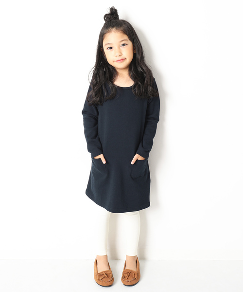 devirock(デビロック)の「スウェット長袖Aラインワンピース(ワンピース・キッズ・スモークピンク/カーキ/ネイビー/ブラック/モカ/杢グレー/グリーン系その他/レッド系その他/パープル系その他・160cm/90cm/130cm/150cm/140cm/110cm/100cm/120cm)」の15枚目の写真