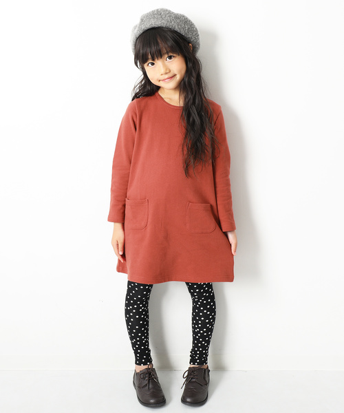 devirock(デビロック)の「スウェット長袖Aラインワンピース(ワンピース・キッズ・スモークピンク/カーキ/ネイビー/ブラック/モカ/杢グレー/グリーン系その他/レッド系その他/パープル系その他・160cm/90cm/130cm/150cm/140cm/110cm/100cm/120cm)」の16枚目の写真