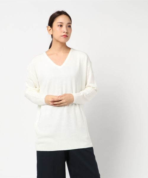 KOBE LETTUCE（コウベレタス）の「選べるドロップショルダーカシミアタッチニットトップス（ニット/セーター・レディース・ホワイト系その他/ブラック系その他/グレー系その他/ベージュ系その他/グリーン系その他/ブルー系その他/イエロー系その他/レッド系その他/ホワイト系その他2/ホワイト系その他3/ホワイト系その他4/ホワイト系その他5/ホワイト系その他6/ブラック系その他2/ブラック系その他3/ブラック系その他4/ブラック系その他5/ブラック系その他6/グレー系その他2/グレー系その他3/グレー系その他4/グレー系その他5/グレー系その他6/ベージュ系その他2/ベージュ系その他3/ベージュ系その他4/ベージュ系その他5/ベージュ系その他6/グリーン系その他2/グリーン系その他3/グリーン系その他4/グリーン系その他5/グリーン系その他6/ブルー系その他2/ブルー系その他3/ブルー系その他4/ブルー系その他5/ブルー系その他6/イエロー系その他2/イエロー系その他3/イエロー系その他4/イエロー系その他5/イエロー系その他6/レッド系その他2/レッド系その他3/レッド系その他4/レッド系その他5/レッド系その他6/ベージュ系その他7/グリーン系その他7/ブルー系その他7/レッド系その他7/イエロー系その他7/ホワイト系その他7/ブラック系その他7/グレー系その他7/ワイン/グレイッシュベージュ/チャコール/ダークネイビー/その他1/その他/ブラック/ダークグリーン・FREE）」の6枚目の写真