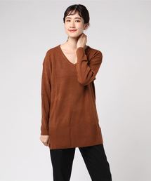 選べるドロップショルダーカシミアタッチニットトップス