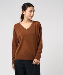 選べるドロップショルダーカシミアタッチニットトップス