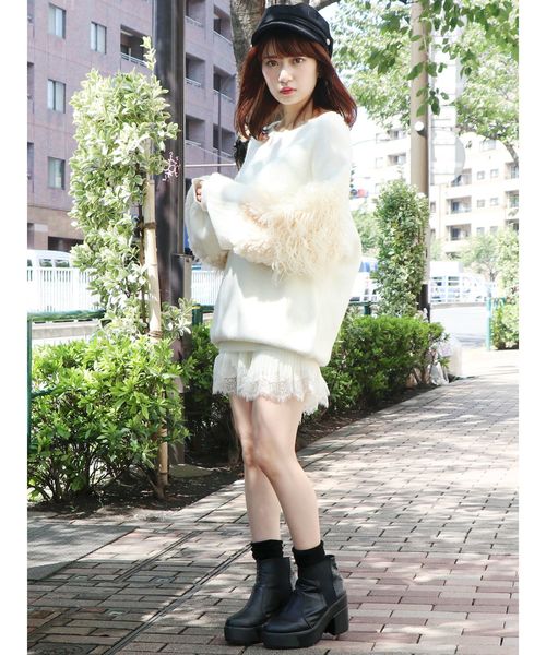 dazzlin（ダズリン）の「ボリュームスリーブニットチュニック（ニット/セーター・レディース・グレー/オフホワイト/ピンク・FREE）」の21枚目の写真