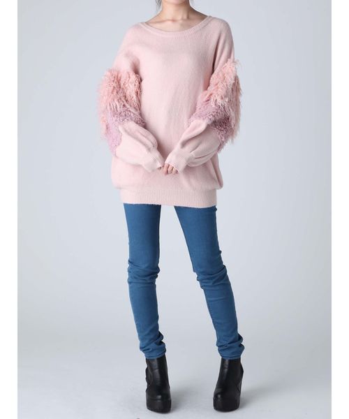 dazzlin（ダズリン）の「ボリュームスリーブニットチュニック（ニット/セーター・レディース・グレー/オフホワイト/ピンク・FREE）」の8枚目の写真