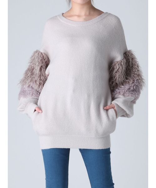 dazzlin（ダズリン）の「ボリュームスリーブニットチュニック（ニット/セーター・レディース・グレー/オフホワイト/ピンク・FREE）」の18枚目の写真