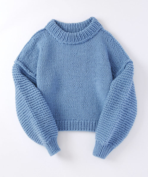 And A(アンドエー)の「And A アンドエー / 手編みペルークルーネックプルオーバーニット ハンドメイド(ニット/セーター・レディース・ホワイト/ライトブルー/パープル・FREE)」の7枚目の写真