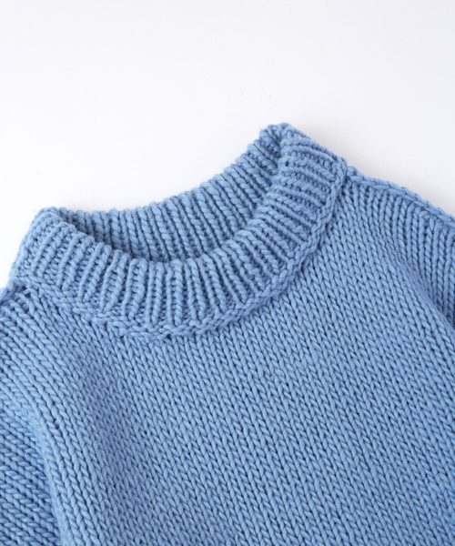 And A(アンドエー)の「And A アンドエー / 手編みペルークルーネックプルオーバーニット ハンドメイド(ニット/セーター・レディース・ホワイト/ライトブルー/パープル・FREE)」の9枚目の写真