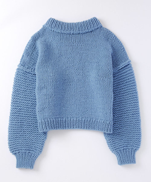 And A(アンドエー)の「And A アンドエー / 手編みペルークルーネックプルオーバーニット ハンドメイド(ニット/セーター・レディース・ホワイト/ライトブルー/パープル・FREE)」の13枚目の写真