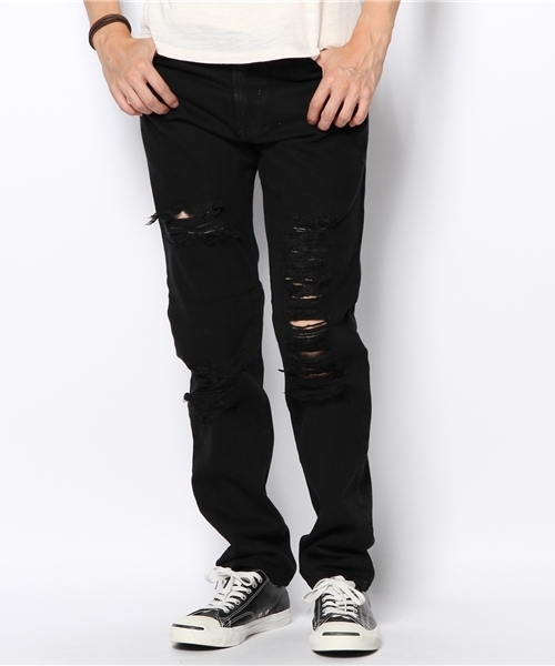 WEGO(ウィゴー)の「WEGO/クラッシュデニムパンツ(デニムパンツ・メンズ・ブラック/グレー・MEDIUM/LARGE)」の13枚目の写真