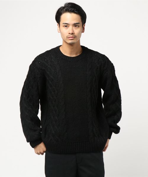 CIAOPANIC（チャオパニック）の「ビックシルエットケーブルニットプルオーバー（ニット/セーター・メンズ・ブラック/オフホワイト/キャメル・MEDIUM/LARGE）」の8枚目の写真