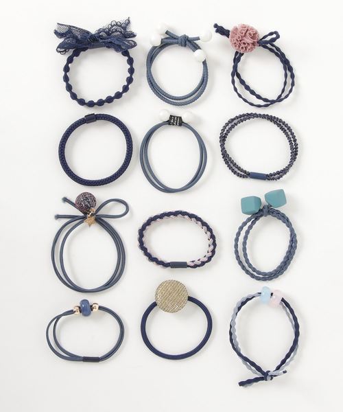 Fun & Daily（ファンアンドデイリー）の「F&D : 12セットチャームヘアゴム（ヘアゴム・レディース・ピンク/マルチ/ブラック/ネイビー/ホワイト系その他/ピンク系その他/ブルー・FREE）」の3枚目の写真