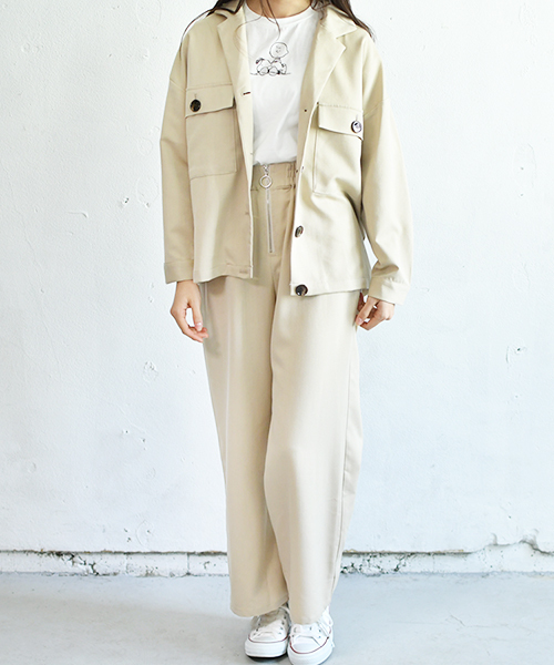 PairPair（ペアペア）の「リングジップとろみワイドパンツ/セットアップ可（その他パンツ・レディース・ライトベージュ・FREE）」の8枚目の写真