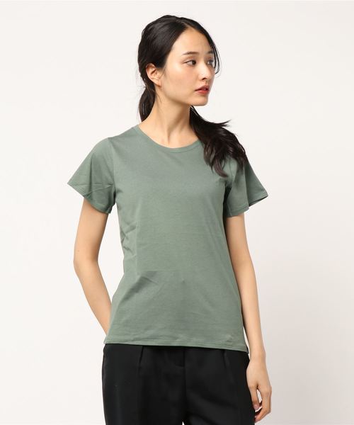 AMERICAN HOLIC（アメリカンホリック）の「UネックベーシックTEE＊（Tシャツ/カットソー・レディース・チャコールグレー/サックスブルー/イエロー/カーキ/ベージュ系その他/オフホワイト/グレー系その他/ピンク・M/S/L）」の5枚目の写真